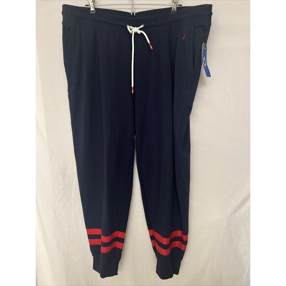 Women's Size XXL Nautica Ladies' Jogger Pants Soft Cozy Navy Blue /Red Stripes - Picture 1 of 11